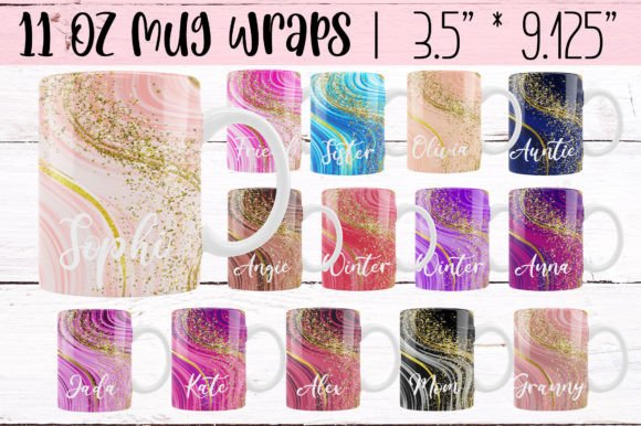 Download Marble Glitter 11 Oz Mug Wraps,15 Colors - Colors Collection